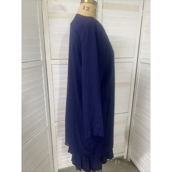 Vintage 80s Women’s Blue Two Piece Sheath Dress Blazer Set Size 14 Union Made - Picture 2 of 10